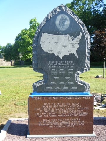 A monument commemorating the Native American wars will be dedicated on June 25 at Veterans Memorial Park.